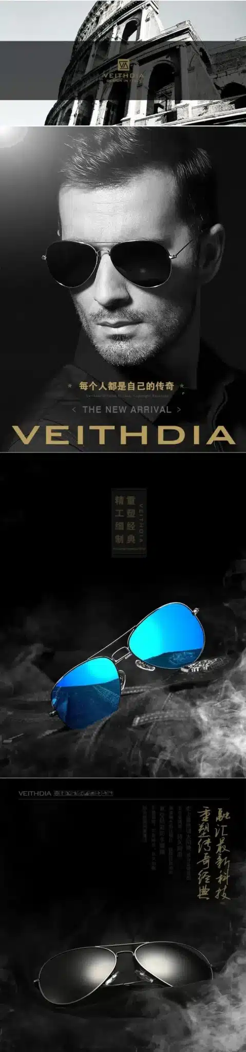 VEITHDIA Fashion aviation sunglass Polarized Sunglasses for Men/Women Colorful Reflective Coating Lens Driving Sun Glasses 2