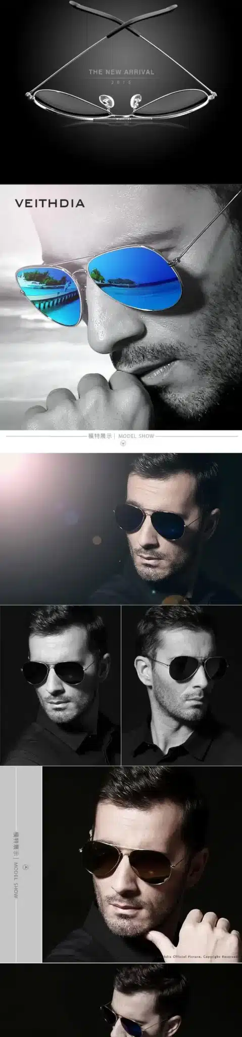 VEITHDIA Fashion aviation sunglass Polarized Sunglasses for Men/Women Colorful Reflective Coating Lens Driving Sun Glasses 7