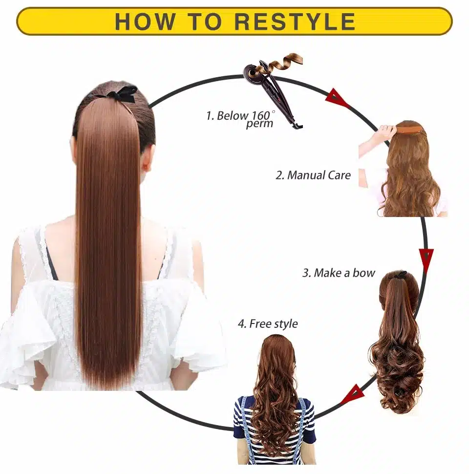 DIFEI Synthetic Women Claw on Ponytail Clip in Hair Extensions Curly Style Pony Tail Hairpiece Black Brown Blonde Hairstyles 8
