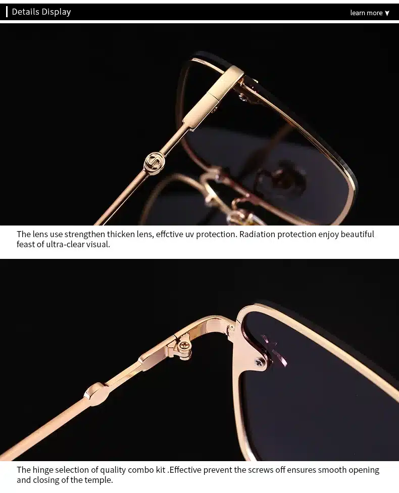 Retro Square Sunglasses Women Brand Designer Bee Metal Frame Oversized Sun Glasses Fashion Female Gradient Shades Oculos UV400 21