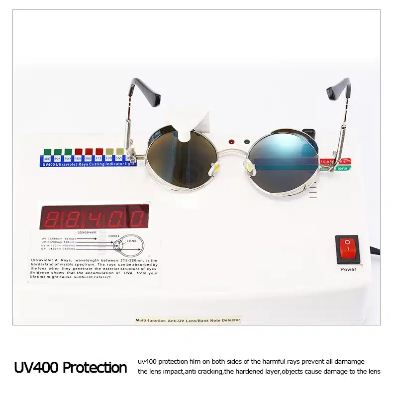 2019 New Round Women Mirror Sunglasses Black/Pink/Blue/Silver Color Stainless Steel UV400 Glasse Frame With Box 5