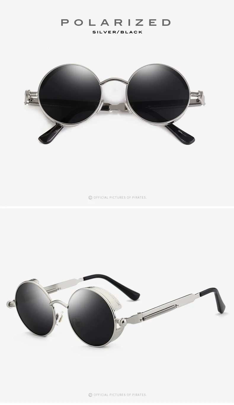 2019 New Round Women Mirror Sunglasses Black/Pink/Blue/Silver Color Stainless Steel UV400 Glasse Frame With Box 9