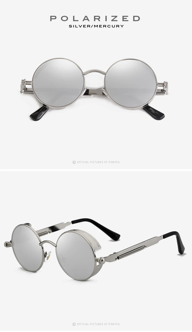 2019 New Round Women Mirror Sunglasses Black/Pink/Blue/Silver Color Stainless Steel UV400 Glasse Frame With Box 10