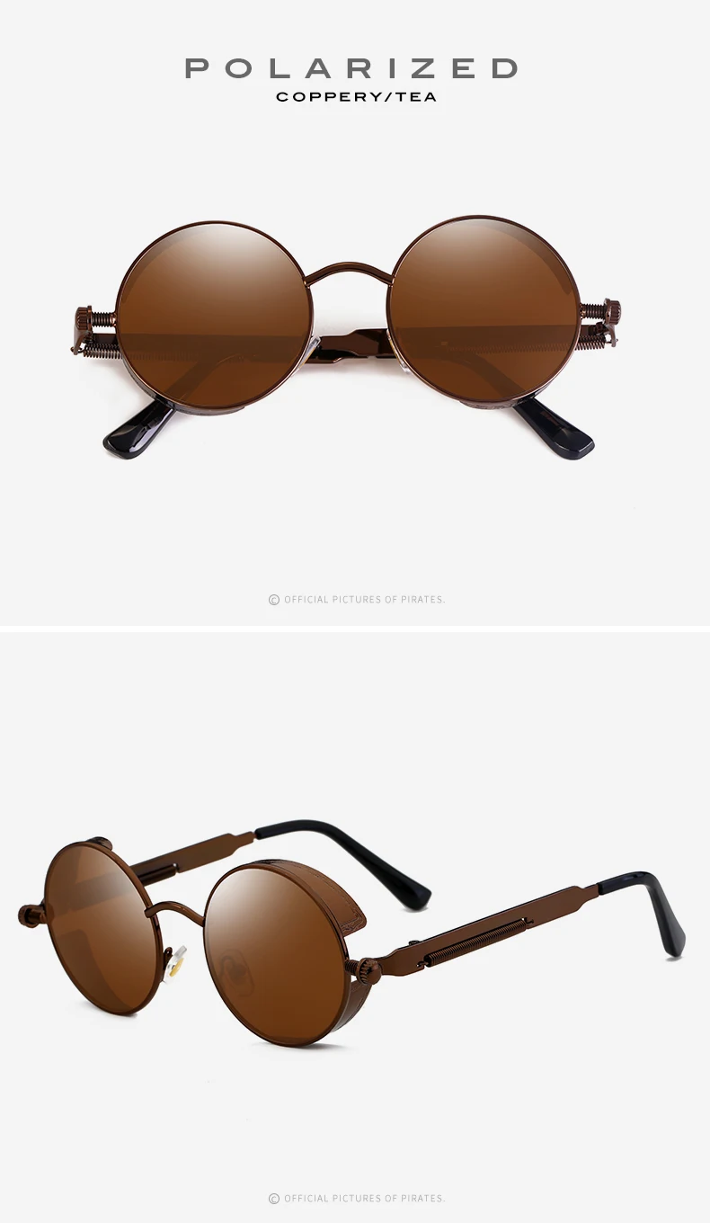 2019 New Round Women Mirror Sunglasses Black/Pink/Blue/Silver Color Stainless Steel UV400 Glasse Frame With Box 11