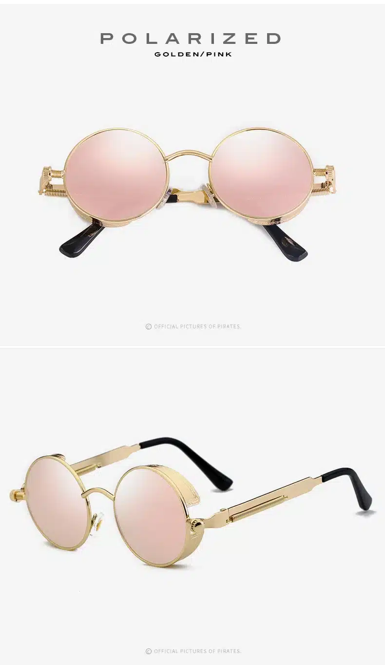2019 New Round Women Mirror Sunglasses Black/Pink/Blue/Silver Color Stainless Steel UV400 Glasse Frame With Box 12