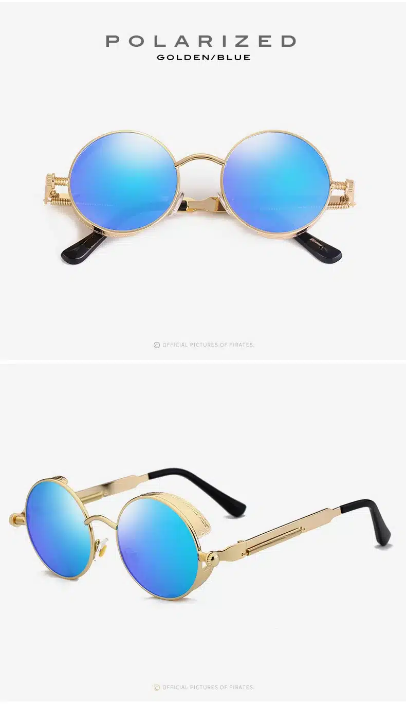 2019 New Round Women Mirror Sunglasses Black/Pink/Blue/Silver Color Stainless Steel UV400 Glasse Frame With Box 13