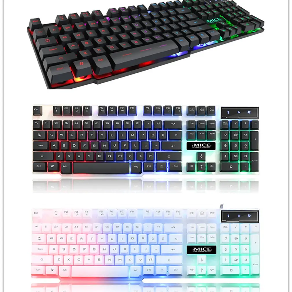 rgb taustvalgustusega klaviatuur musta ja valge disainiga
