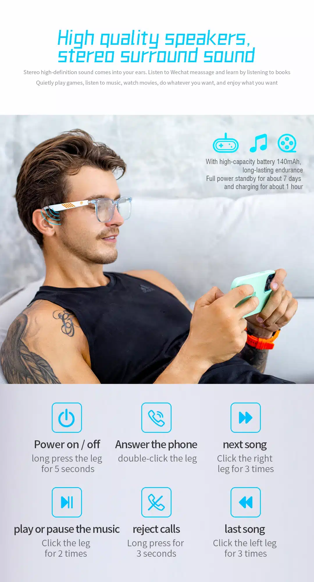 Võimsad bluetooth smart prillid | kujundav pilt e-kaubamaja pildikogust