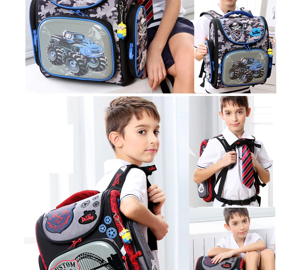 delune Brand 1-3 grade orthopedic school bags pattern for boys cars EVA Folded Children Primary School Backpack Mochila Infantil 27