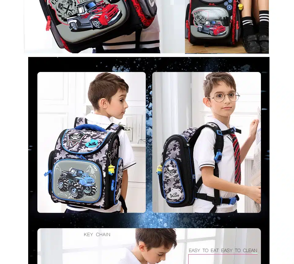 delune Brand 1-3 grade orthopedic school bags pattern for boys cars EVA Folded Children Primary School Backpack Mochila Infantil 28