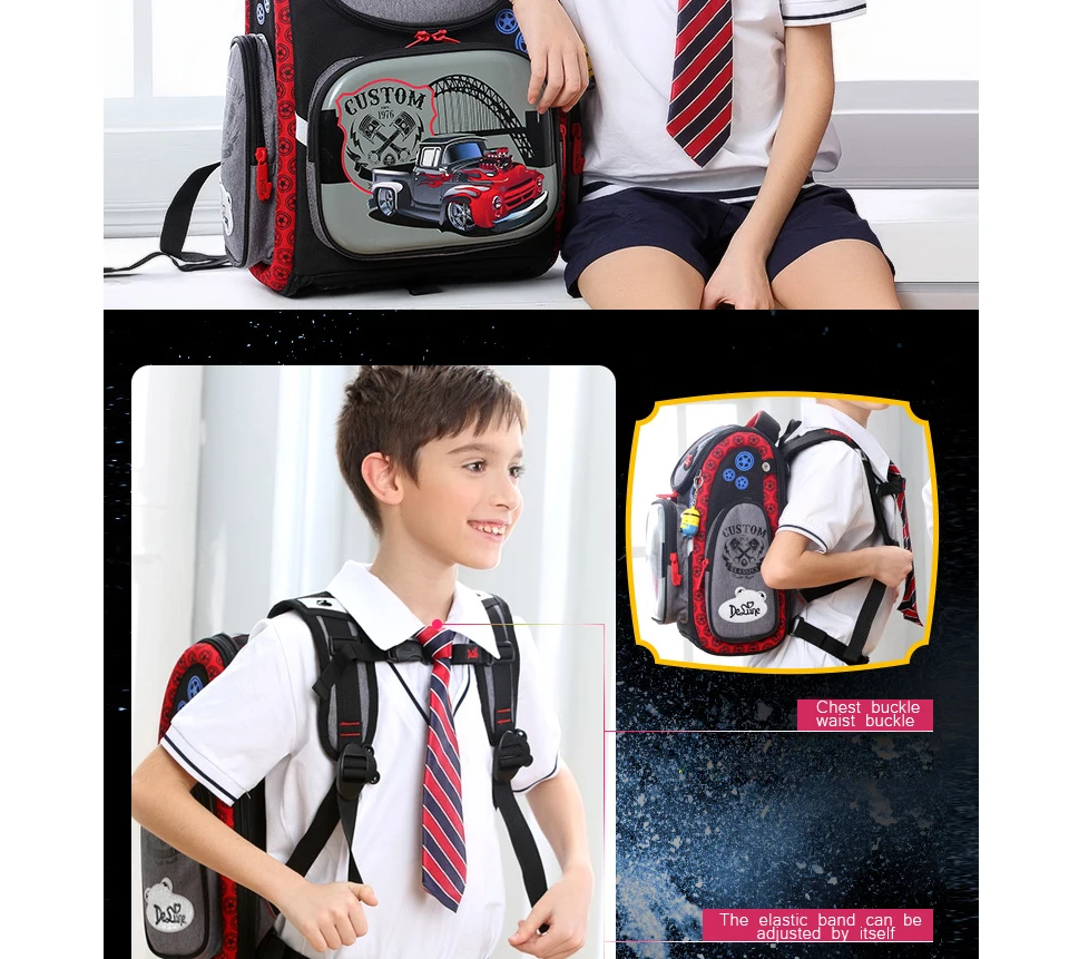 delune Brand 1-3 grade orthopedic school bags pattern for boys cars EVA Folded Children Primary School Backpack Mochila Infantil 30