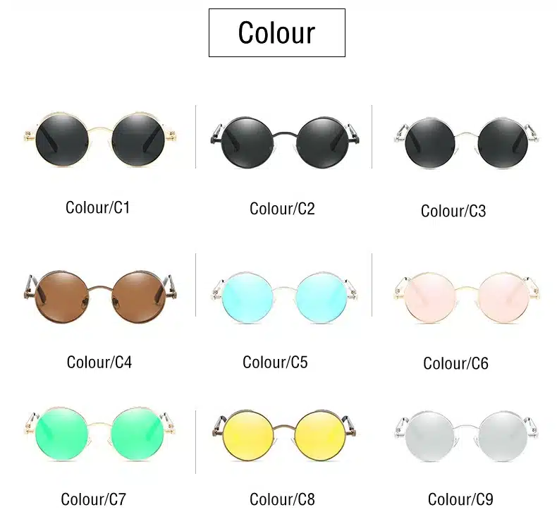 Classic Gothic Steampunk Sunglasses Polarized Men Women Brand Designer Vintage Round Metal Frame Sun Glasses High Quality UV400 8