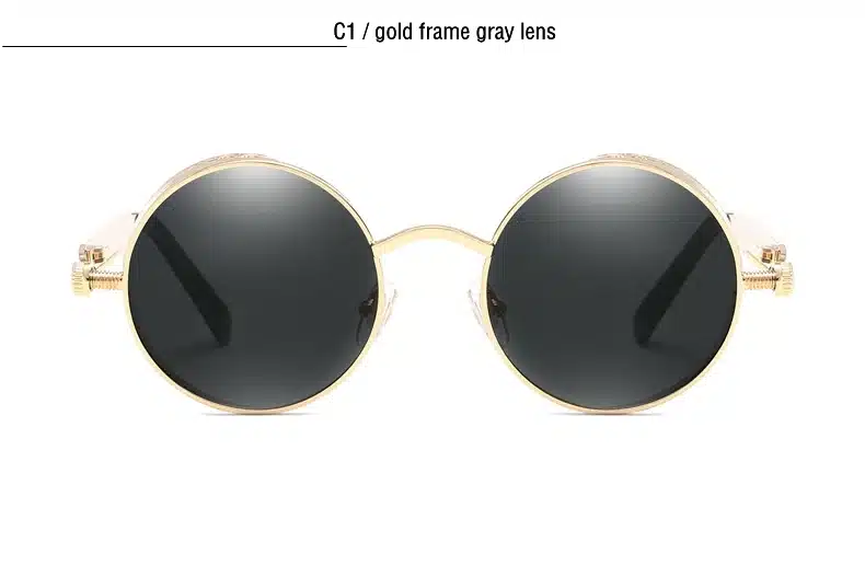 Classic Gothic Steampunk Sunglasses Polarized Men Women Brand Designer Vintage Round Metal Frame Sun Glasses High Quality UV400 11