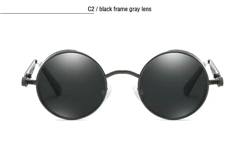 Classic Gothic Steampunk Sunglasses Polarized Men Women Brand Designer Vintage Round Metal Frame Sun Glasses High Quality UV400 13