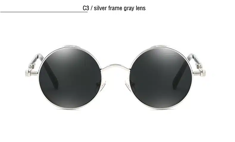 Classic Gothic Steampunk Sunglasses Polarized Men Women Brand Designer Vintage Round Metal Frame Sun Glasses High Quality UV400 15