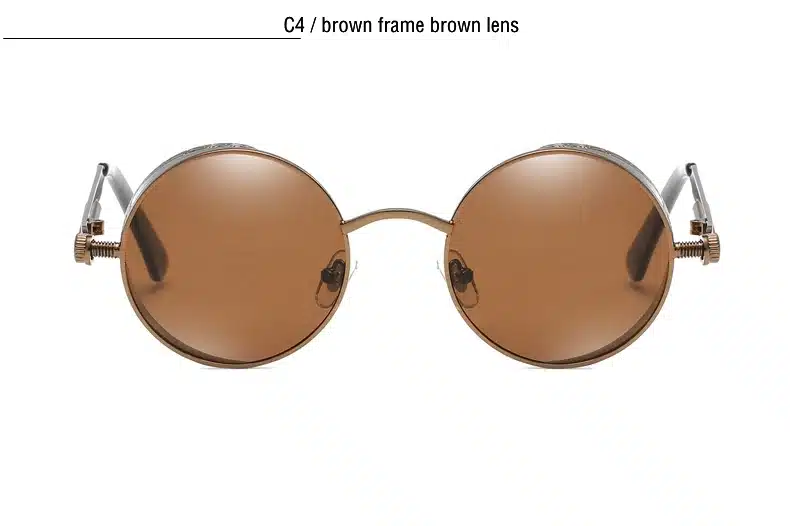 Classic Gothic Steampunk Sunglasses Polarized Men Women Brand Designer Vintage Round Metal Frame Sun Glasses High Quality UV400 17