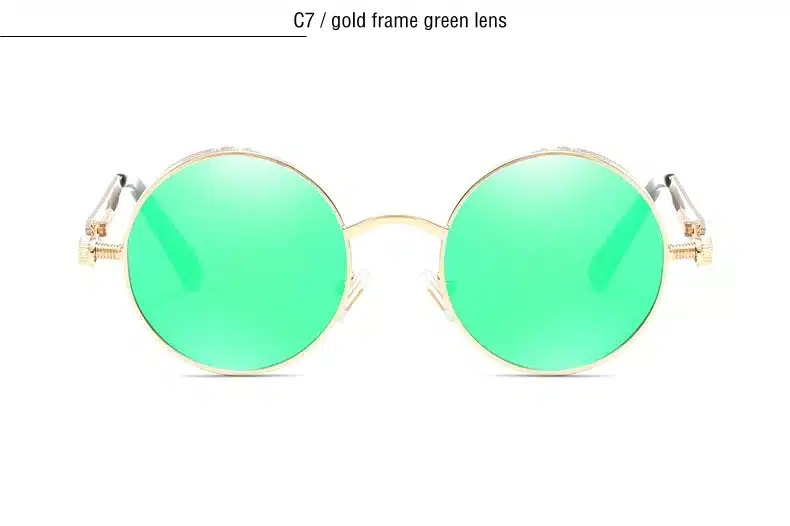 Classic Gothic Steampunk Sunglasses Polarized Men Women Brand Designer Vintage Round Metal Frame Sun Glasses High Quality UV400 23