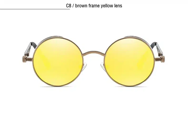 Classic Gothic Steampunk Sunglasses Polarized Men Women Brand Designer Vintage Round Metal Frame Sun Glasses High Quality UV400 25