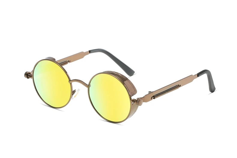 Classic Gothic Steampunk Sunglasses Polarized Men Women Brand Designer Vintage Round Metal Frame Sun Glasses High Quality UV400 26