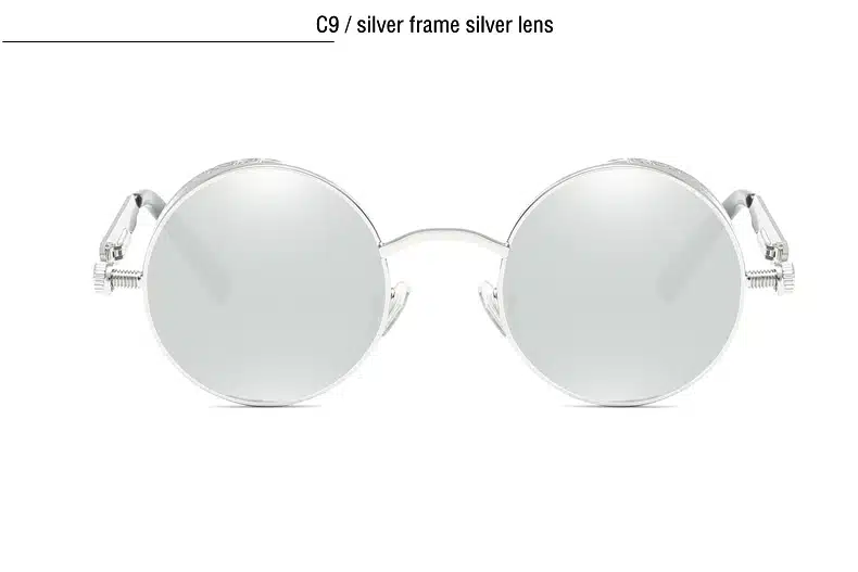Classic Gothic Steampunk Sunglasses Polarized Men Women Brand Designer Vintage Round Metal Frame Sun Glasses High Quality UV400 27