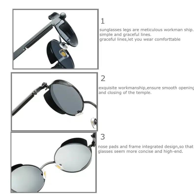 Classic Gothic Steampunk Sunglasses Polarized Men Women Brand Designer Vintage Round Metal Frame Sun Glasses High Quality UV400 30