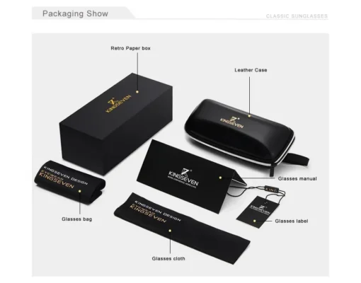 Polariseeritud nooruslikud meeste päikeseprillid | E-pood Tootemaailm Polariseeritud nooruslikud meeste päikeseprillid koos stiilse pakendikarbiga, nahast prillitoosiga, prillikoti, puhastuslapi, prillide kasutusjuhendi ja sildiga.