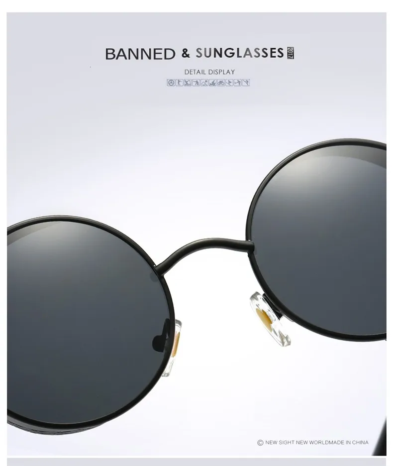 2019 HD polarized round metal sunglasses uv400 men's sun glasses feminin women's vintage gafas de sol metal GOGGLES with box 57