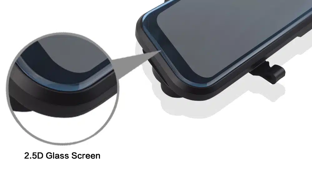 auto dvr-peegel kaameraga, millel on 2.5D klaasekraan
