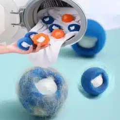 sinised ja oranžid karvaeemaldajad pesumasina ukse juures