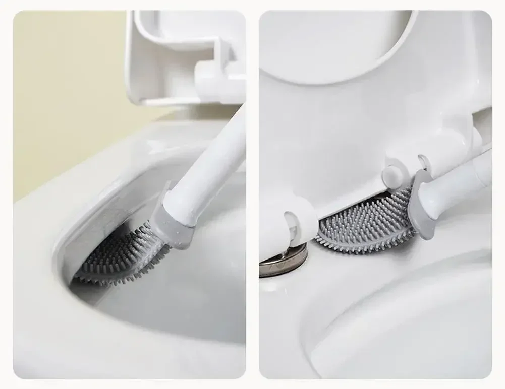 paindlik wc-poti hari puhastamas poti sisemust