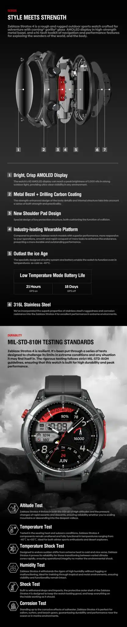 must ja punane vastupidav spordikell koos AMOLED ekraaniga