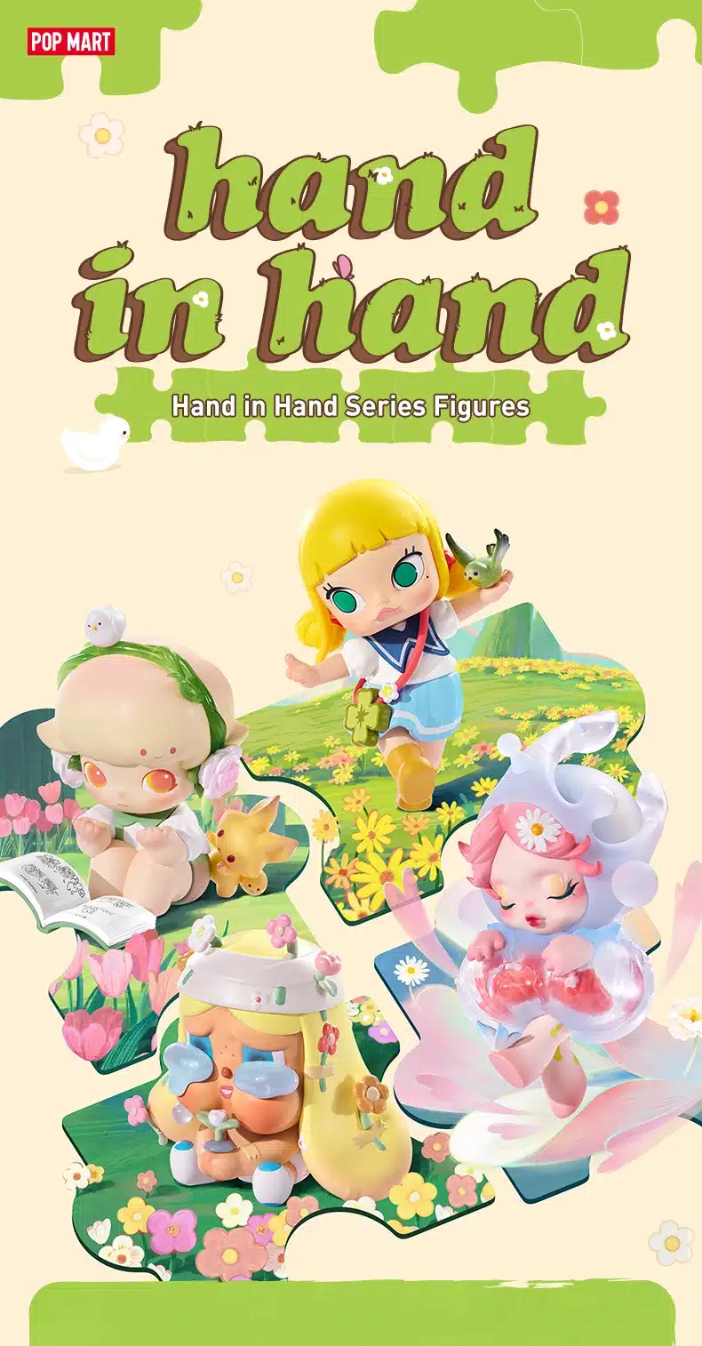 erksavärvilised multifilmitegelaste figuurid lillede keskel