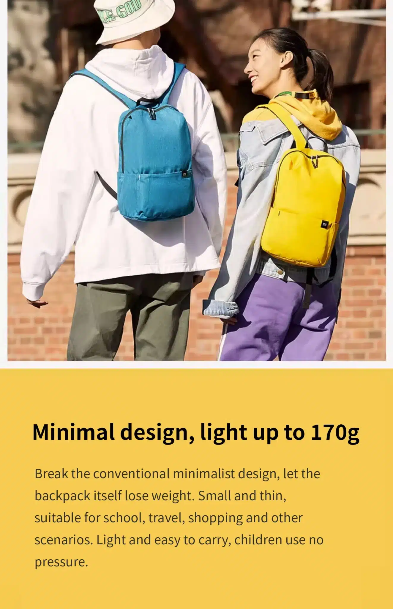 kaks inimest seljakottidega, üks sinine ja teine kollane