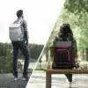 mees ja naine seljakottidega looduses ja pargis