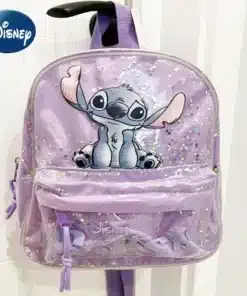lilla laste koolikott, millel on stitchi pilt ja sädelevad detailid