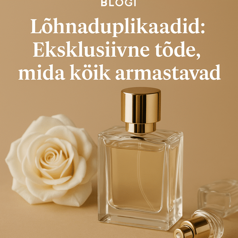 Lõhnaduplikaadid: Eksklusiivne tõde, mida kõik armastavad | E-pood Tootemaailm parfüümipudel mille kõrval on valge roos