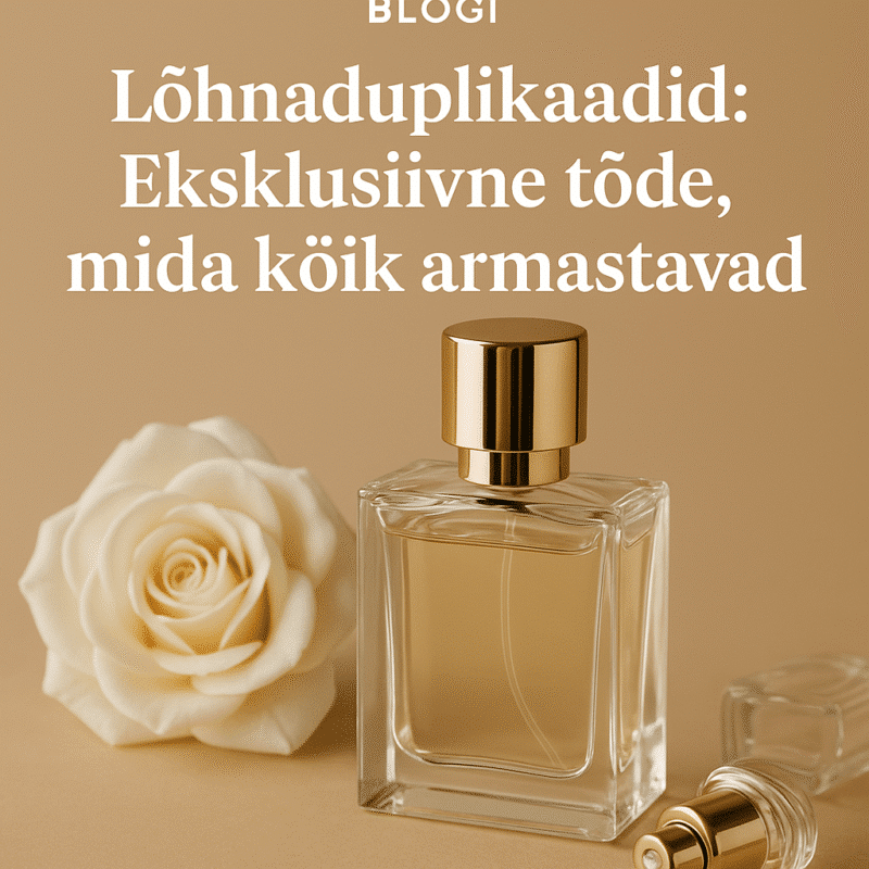Kuidas valida lõhnaduplikaate? | E-pood Tootemaailm parfüümipudel mille kõrval on valge roos