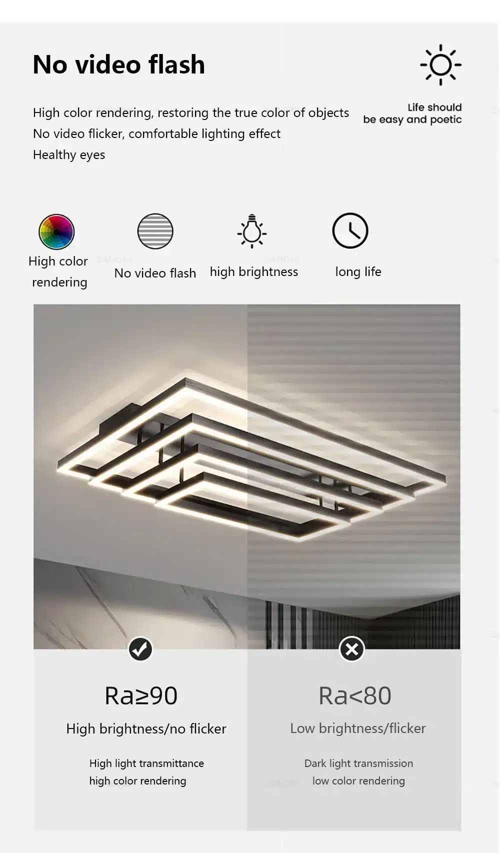 must ristkülikukujuline laevalgusti LED ribadega