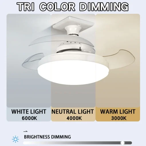 valge laelamp ventilaatoriga ja reguleeritava valgusega