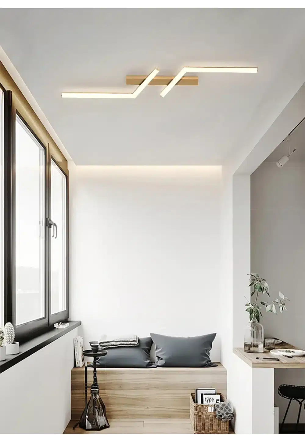kaasaegne LED laevalgusti minimalistlikus elutoas