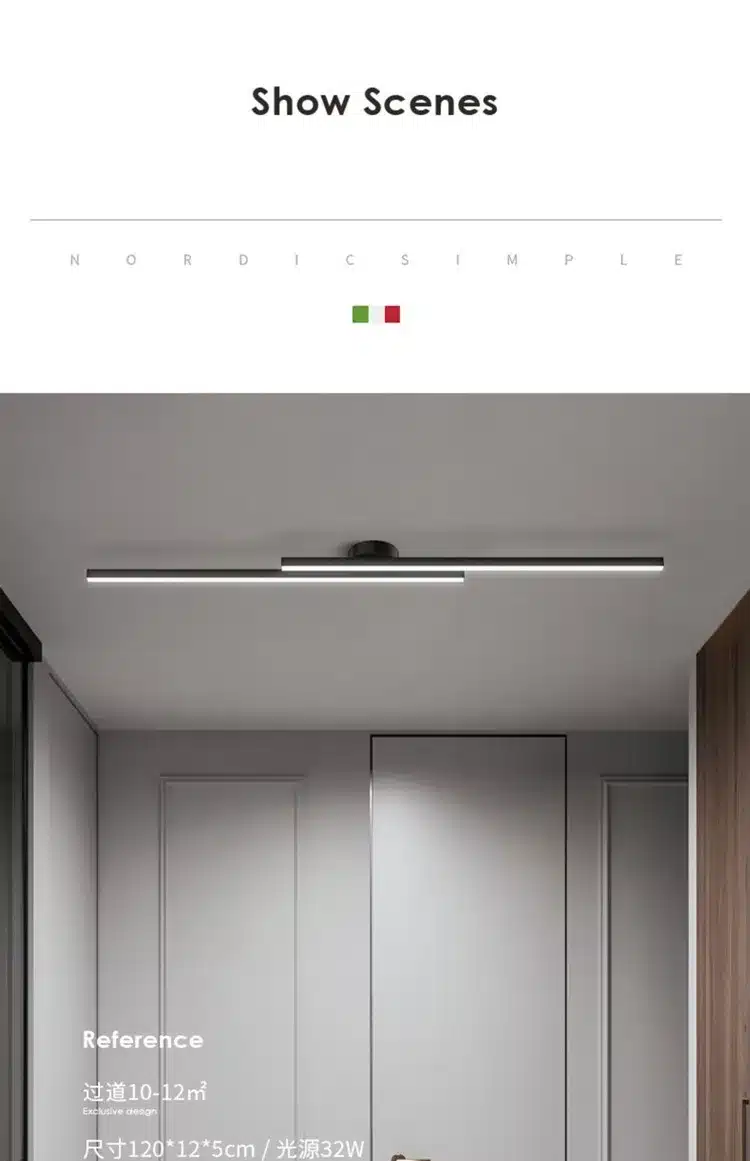 piklik minimalistlik led valgusti lakke paigaldatud