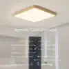 ruudukujuline LED laelamp puidust raamiga ja kaugjuhtimispult