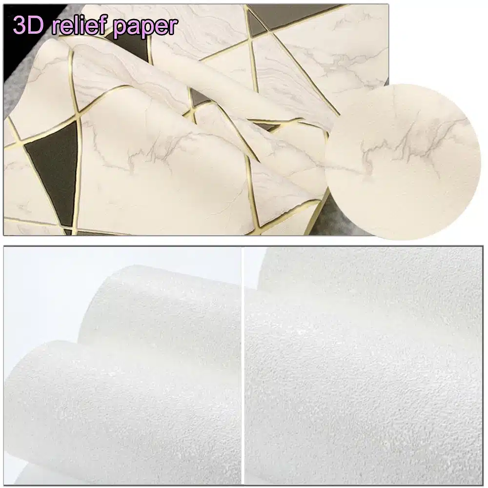 3D reljeefne tapeet marmorimustriga ja valge tekstuuriga