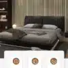magamistoa sein kaetud 3D laastumustriga isekleepuva tapeediga