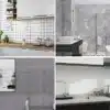 erinevad ruumid kaetud 3D marmorimustriliste iseliimuvate seinaplaatidega