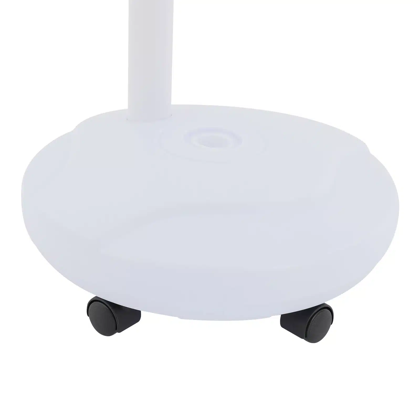 Võimas infrapuna füsioteraapia lamp valu leevendamiseks, millel on stabiilne valge alus ja mustad rattad, mis võimaldavad hõlpsat liikumist.