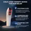 Professionaalne külmlaserteraapia seade lihas- ja liigesevalu leevendamiseks | E-pood Tootemaailm Professionaalne külmlaserteraapia seade lihas- ja liigesevalu leevendamiseks, valge ja musta disainiga. Seadmel on punaste valgusdioodidega esipaneel, taustal sinakas-must maastikueelne muster.