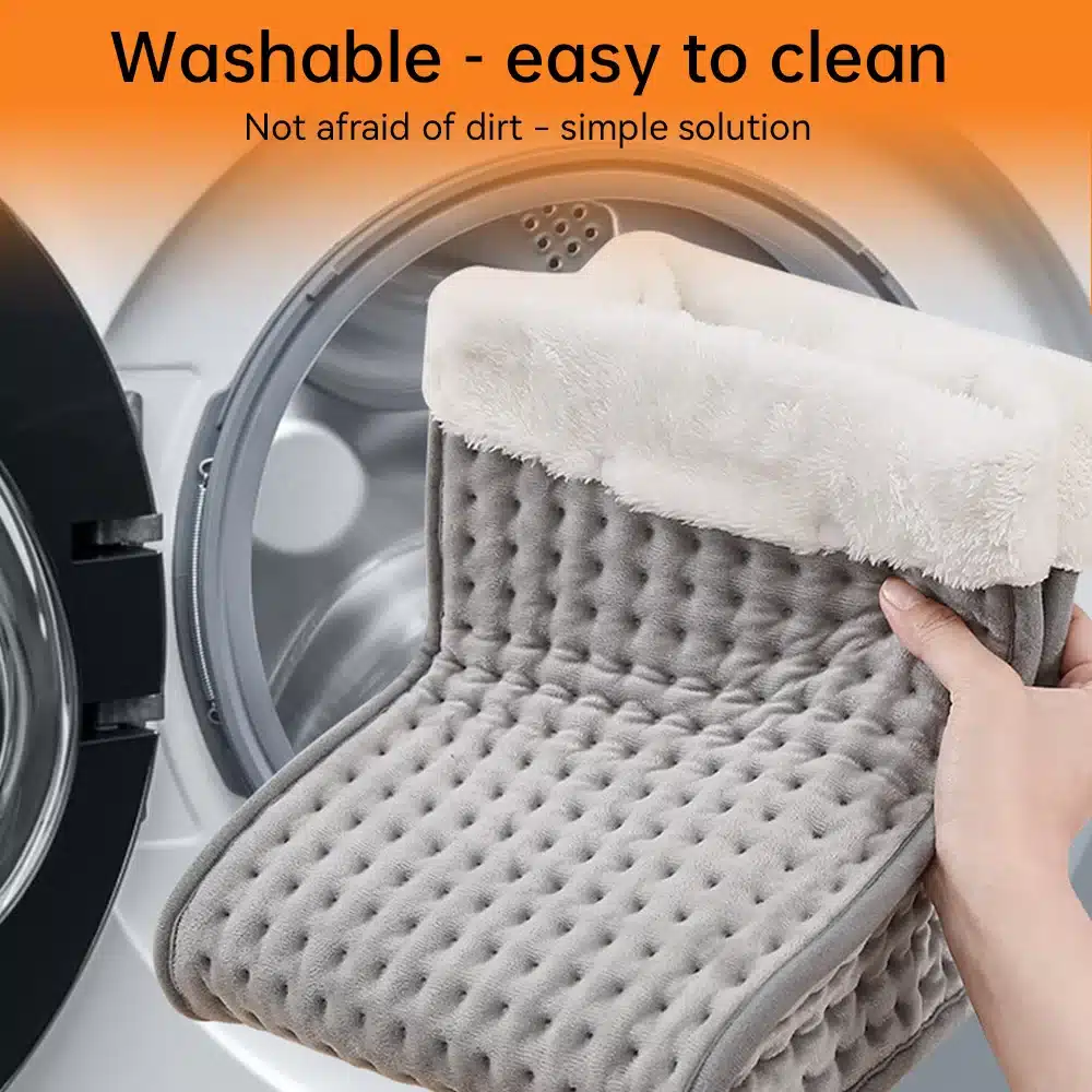 Kvaliteetne elektriline jalagade soojendaja hallis värvis, pehme ja reljeefse pinnaga, asetatakse pesumasinasse. Toode on disainitud mugavusega, ühendades praktilisuse ja stiili.