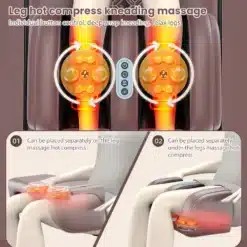 Elektriline soojendusega kogu keha massaažimadrats koos kuumade kompresside ja sõtkumisfunktsiooniga, pruun materjal, suunatud jalgade kuumutamiseks.