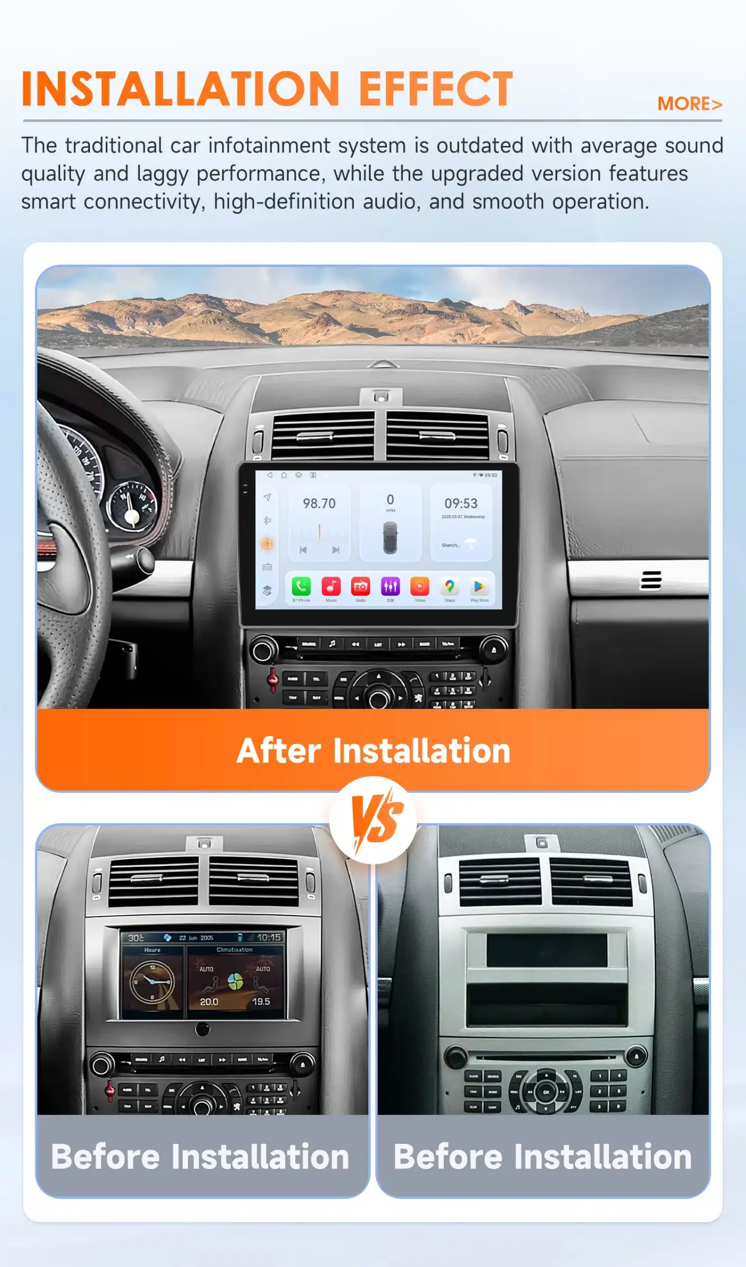 Peugeot 407 2004-2011 Android autoraadio | kujundav pilt e-kaubamaja pildikogust
